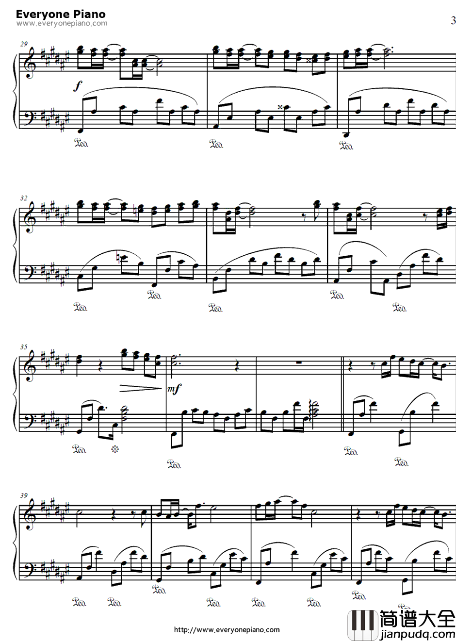 幸せ願う彼方から钢琴谱_泉かなた(岛本须美)_幸运☆星角色歌