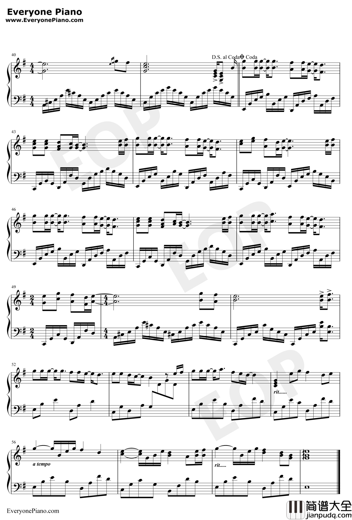 秋天不回来钢琴谱__王强