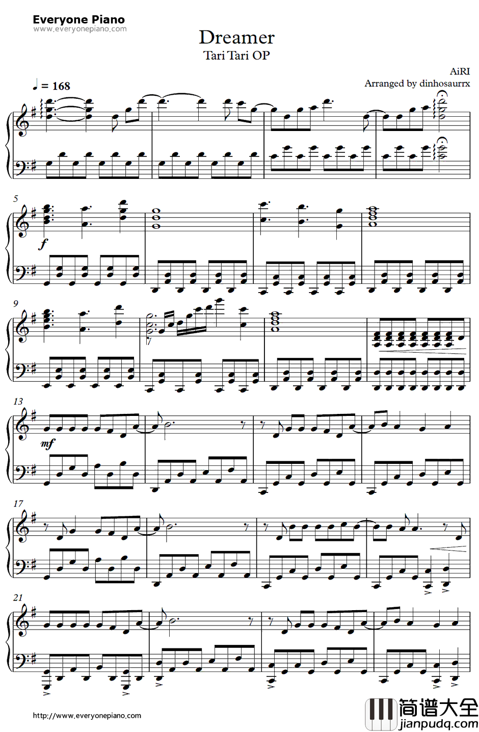 Dreamer钢琴谱_AiRI_TARITARIOP