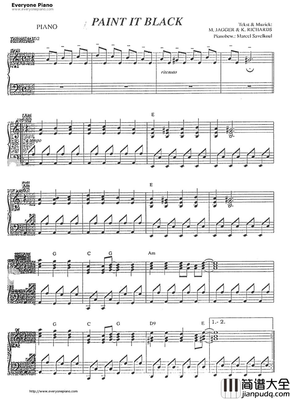 Paint_It_Black钢琴谱_TheRollingStones