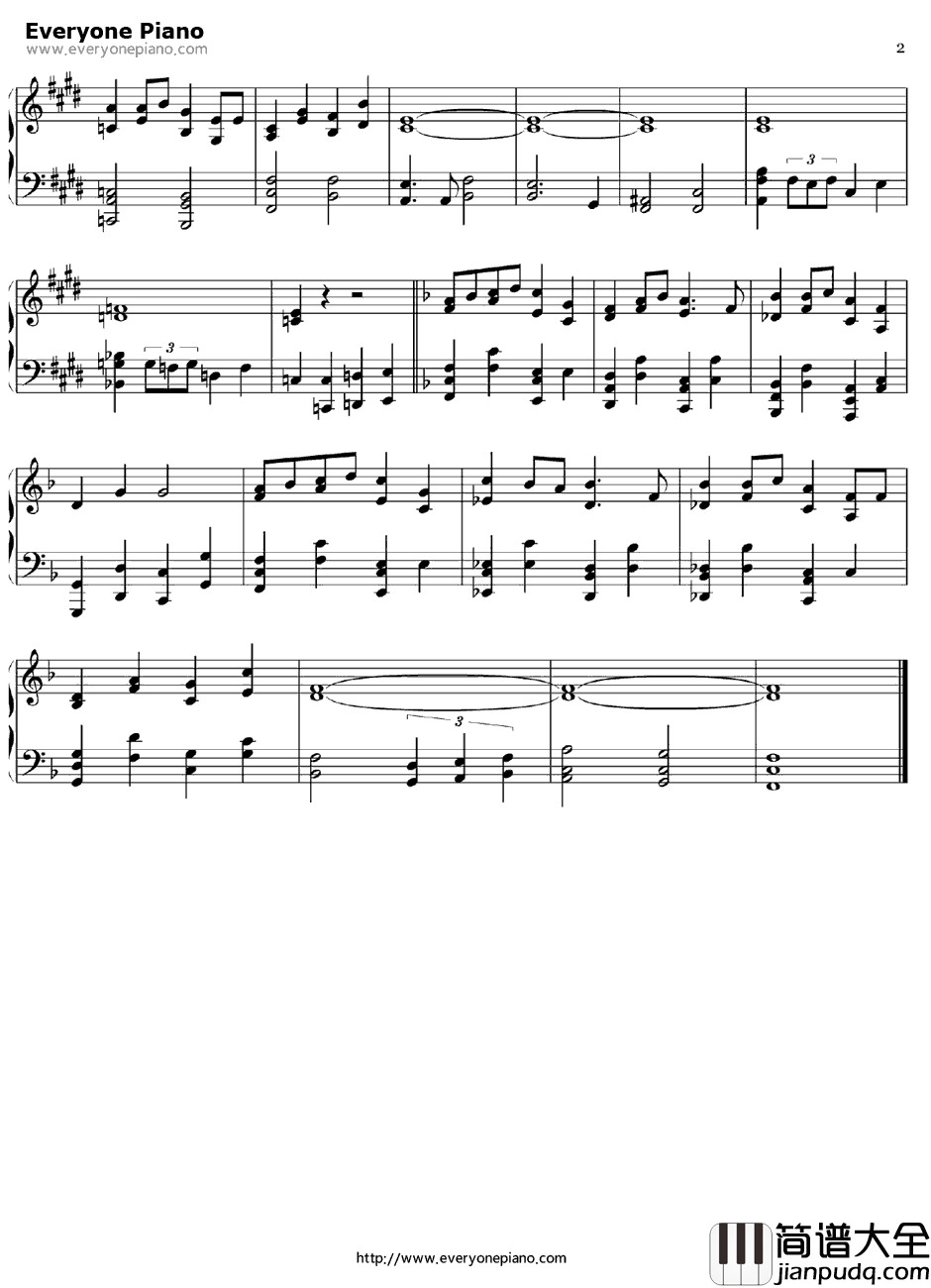 You&Me钢琴谱_纱希&Riefu_白熊咖啡馆OP3