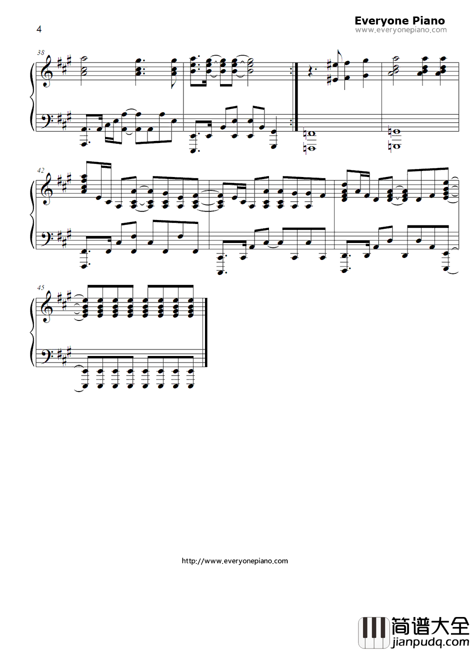 JUST_ONE_LIFE钢琴谱_Spyair_武士弗拉明戈OP1