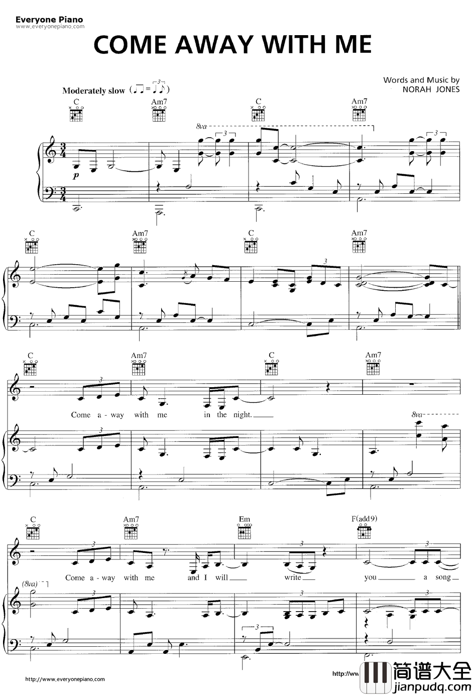 Come_Away_with_Me钢琴谱_NorahJones
