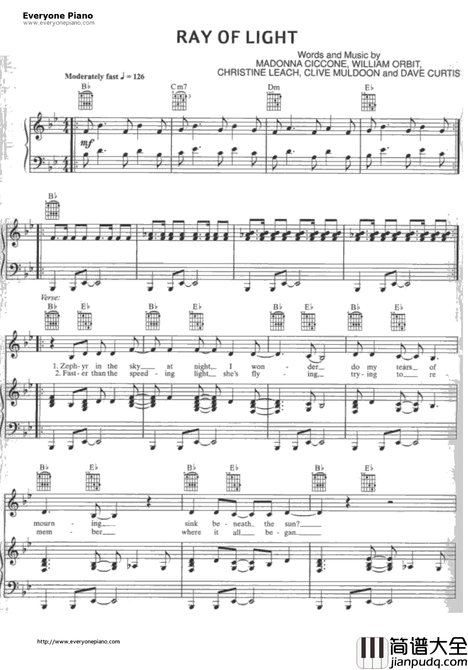 Ray_of_Light钢琴谱_Madonna