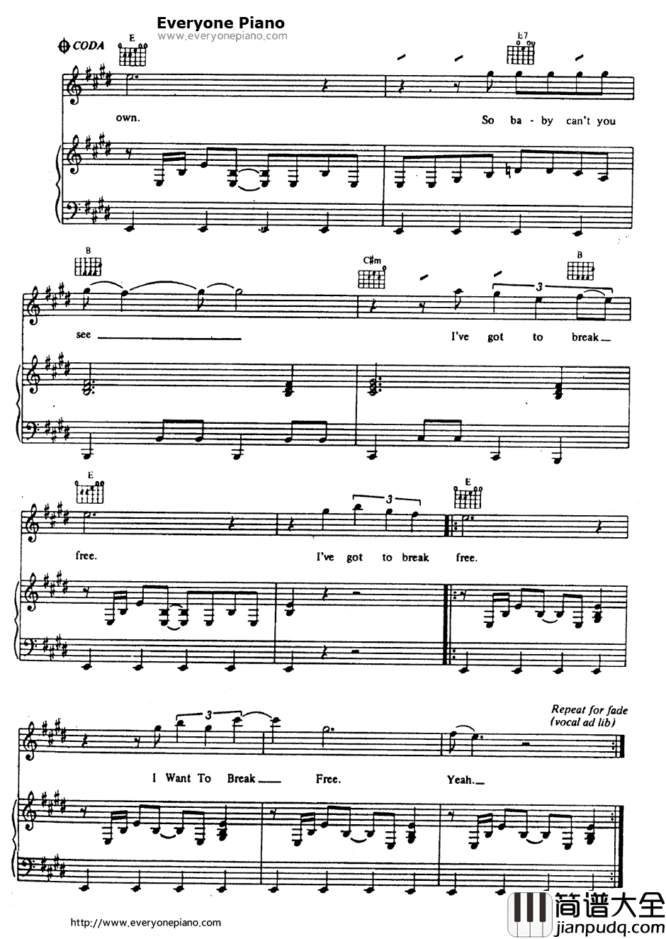I_Want_to_Break_Free钢琴谱_Queen