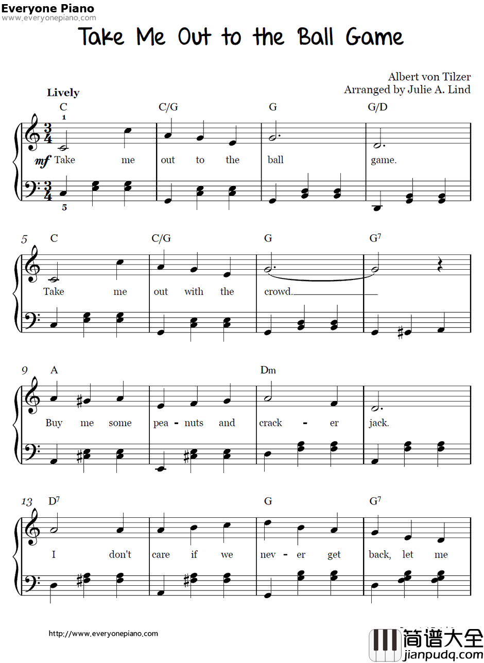 Take_Me_Out_to_the_Ball_Game钢琴谱_AlbertVonTilzer