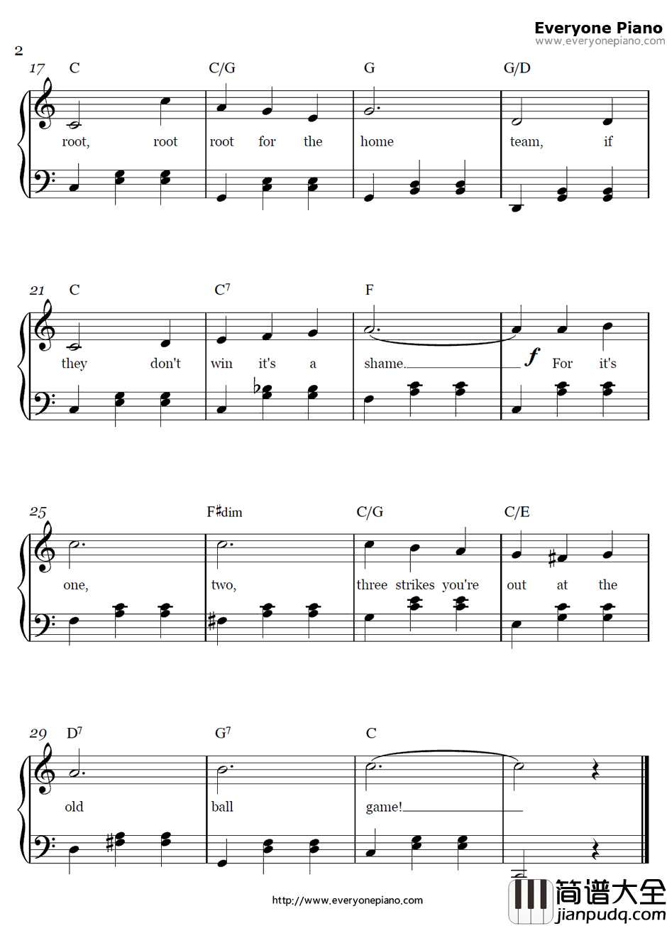 Take_Me_Out_to_the_Ball_Game钢琴谱_AlbertVonTilzer