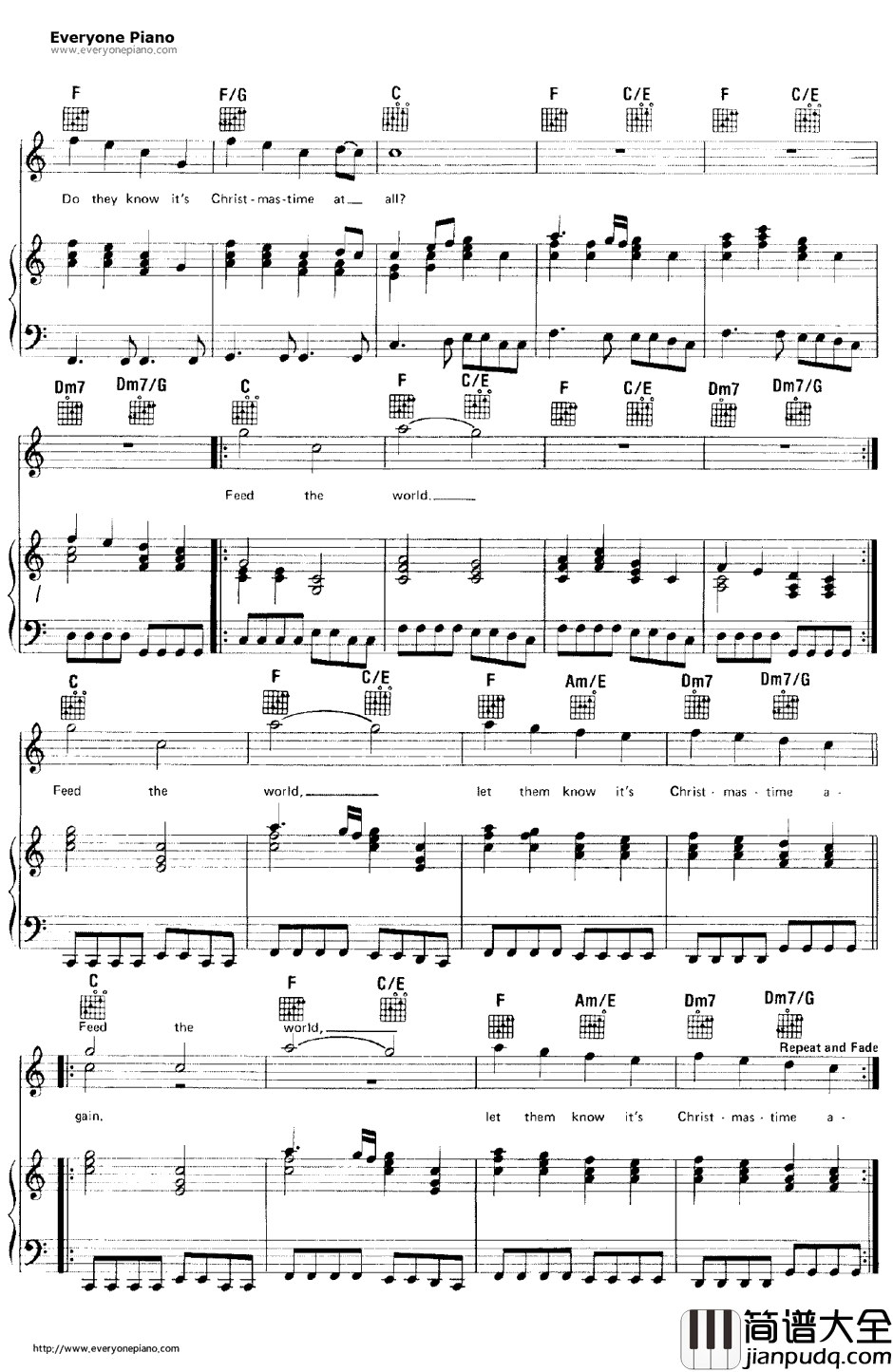 Do_They_Know_It's_Christmas钢琴谱_BandAid