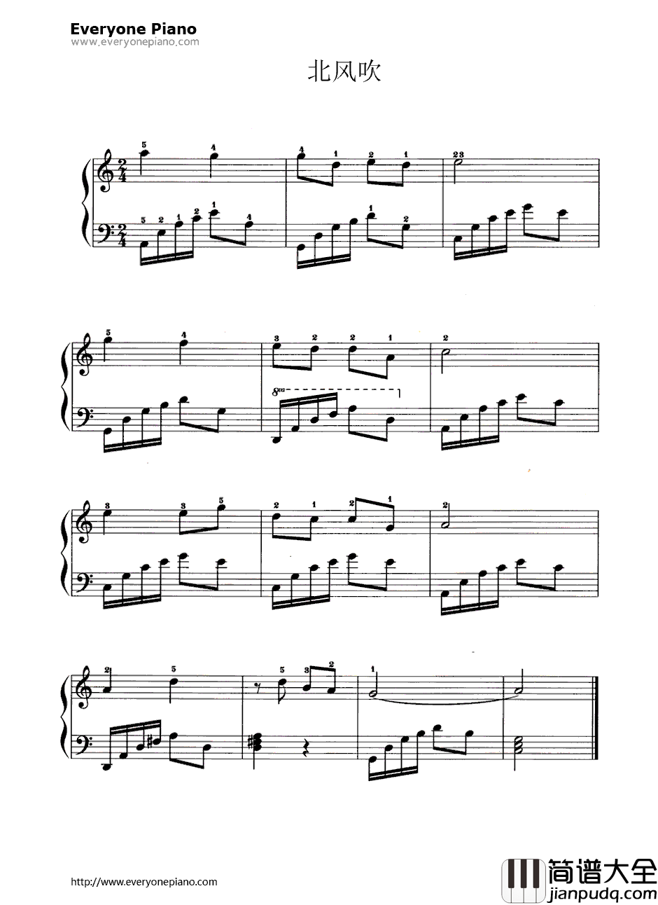 北风吹钢琴谱_马可