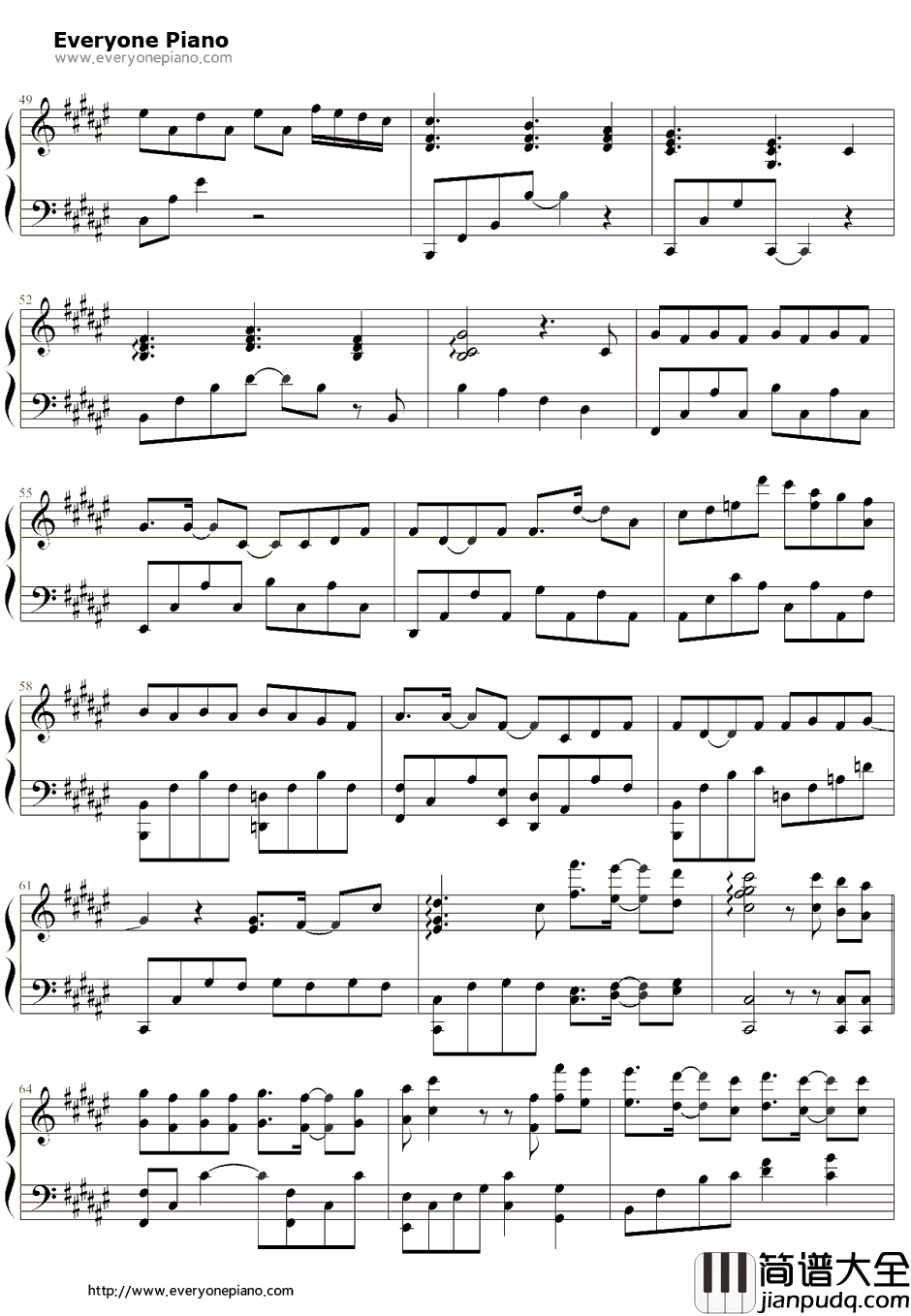 好好过钢琴谱_胡歌_风中奇缘插曲