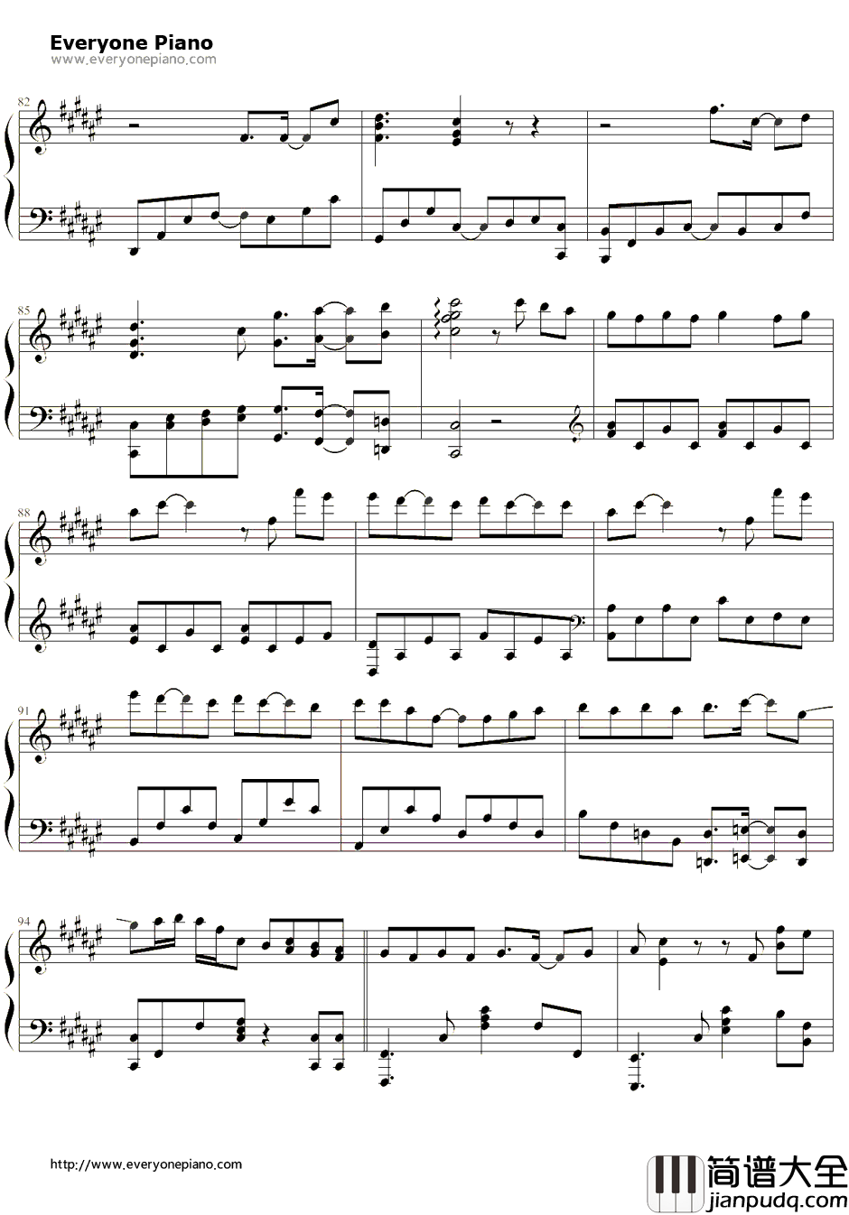 好好过钢琴谱_胡歌_风中奇缘插曲