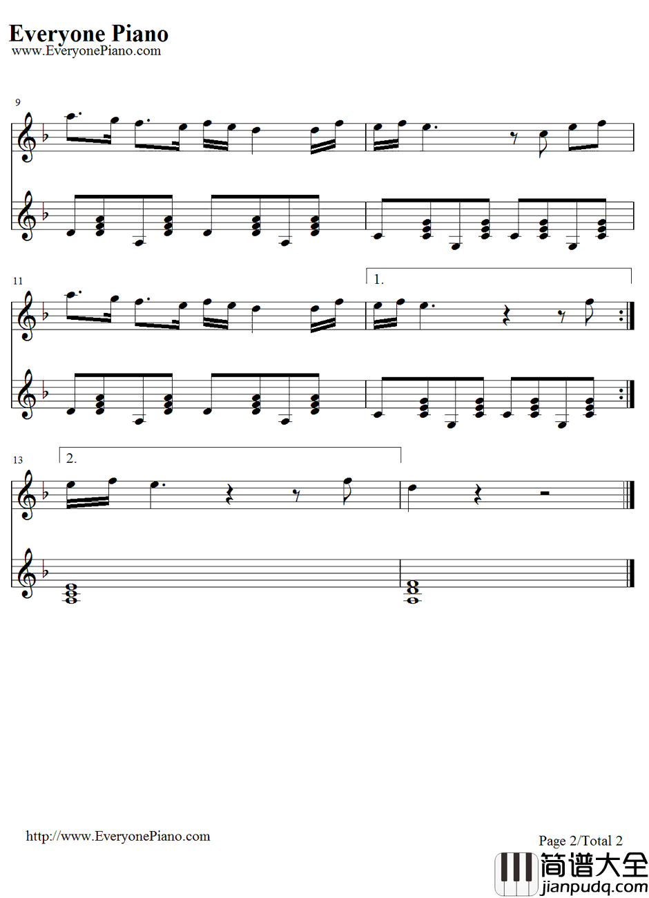 Everything_At_Once钢琴谱_Lenka_简单版