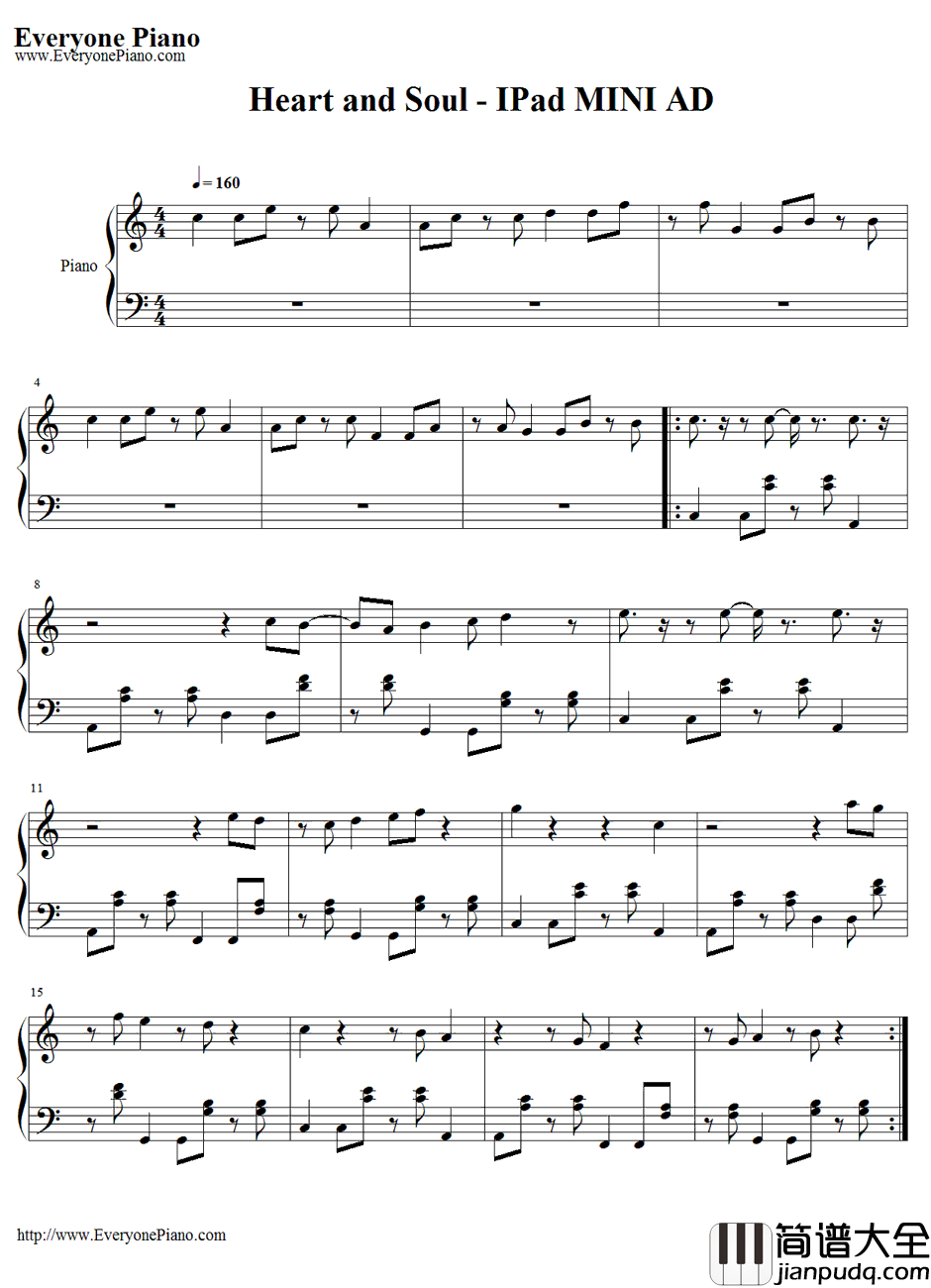 Heart_and_Soul钢琴谱_HoagyCarmichael_iPadMini广告插曲