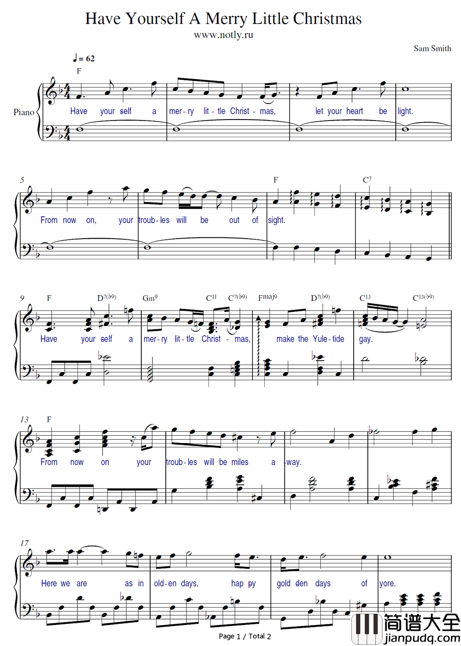 Have_Yourself_AMerry_Little_Christmas钢琴谱_SamSmith