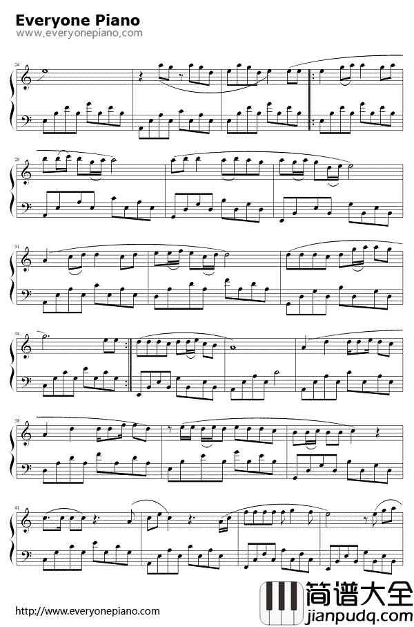 等爱的玫瑰钢琴谱_凤凰传奇