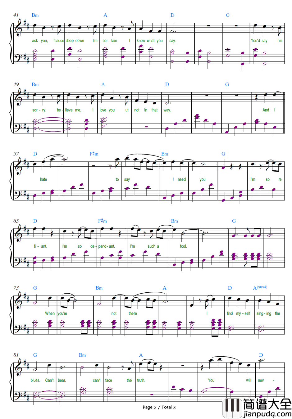 Notin_That_Way钢琴谱_SamSmith