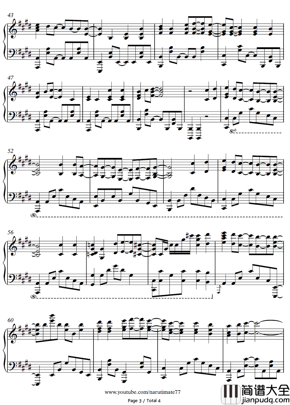 红莲钢琴谱_DOES_火影忍者疾风传OP15