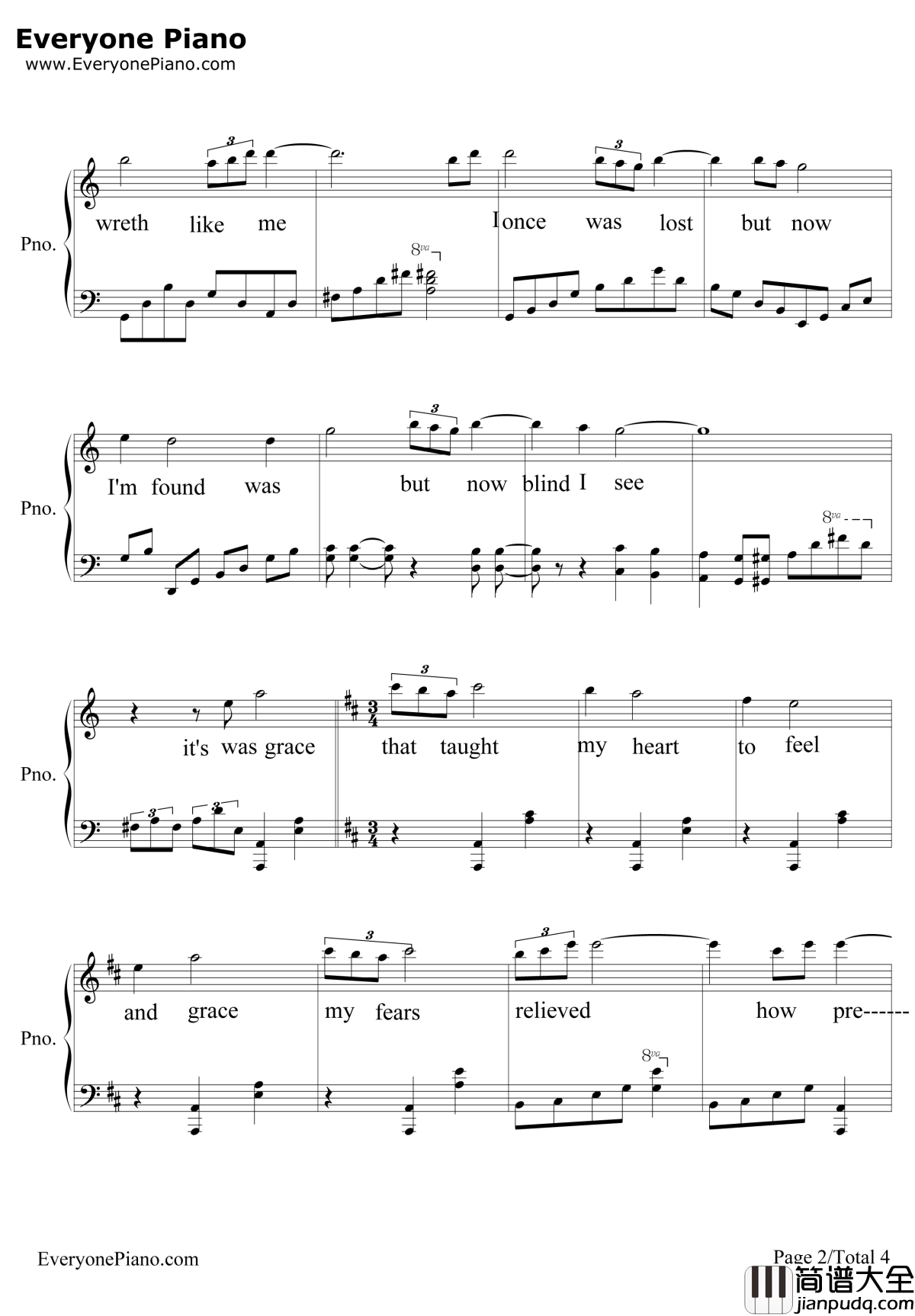 Amazing_Grace钢琴谱_约翰·牛顿_奇异恩典