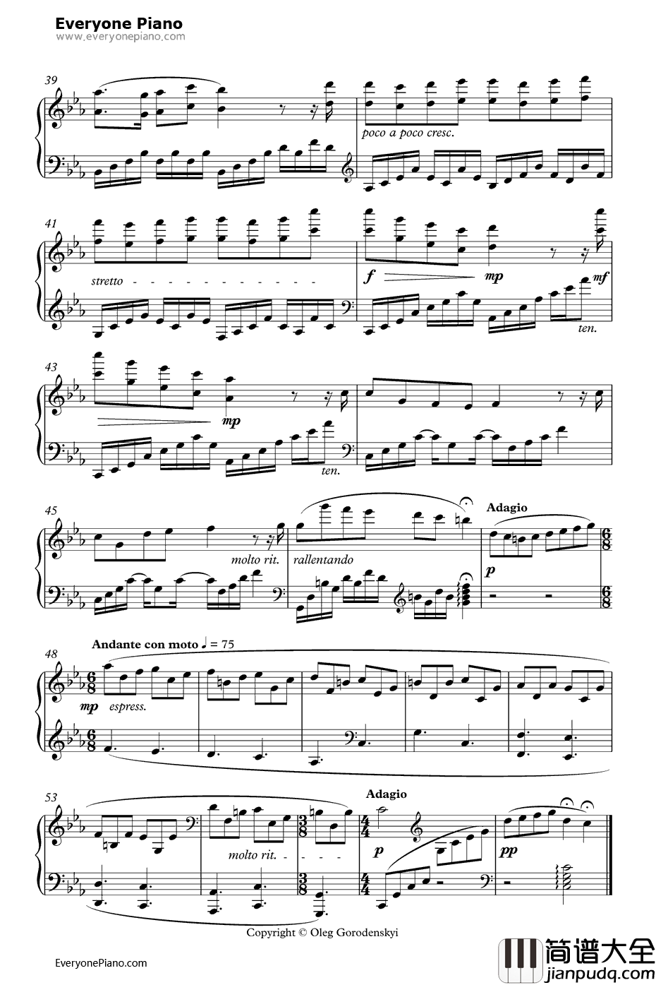 Two_Chinese_and_ten_thousand_trees钢琴谱_Oleg_Gorodenskyi