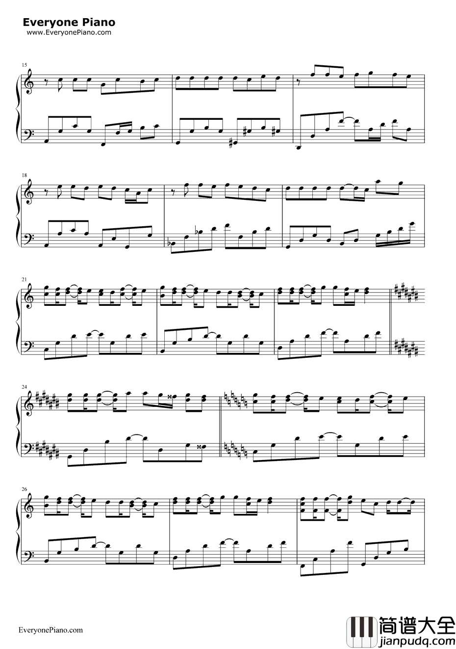 倒带钢琴谱_蔡依林