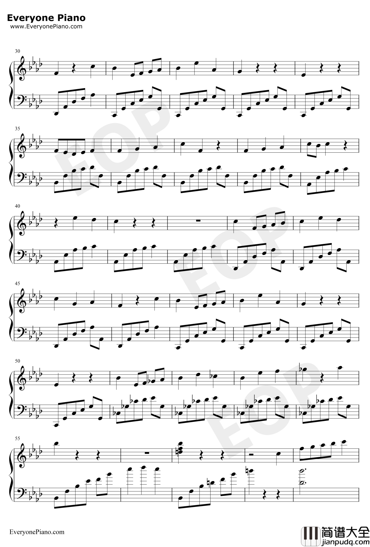 降り続く雨の街で钢琴谱_Manack作曲_LittleBusters!游戏音乐