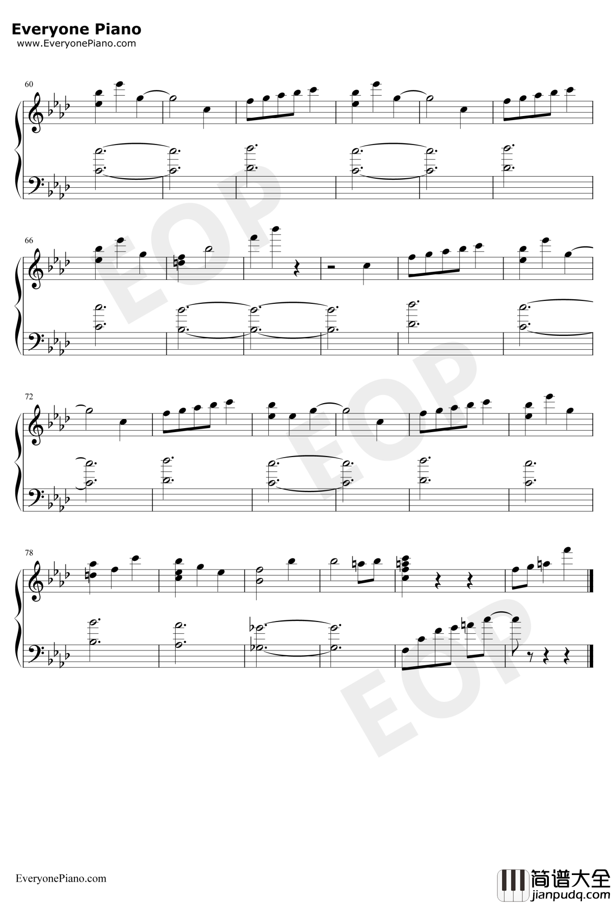 降り続く雨の街で钢琴谱_Manack作曲_LittleBusters!游戏音乐