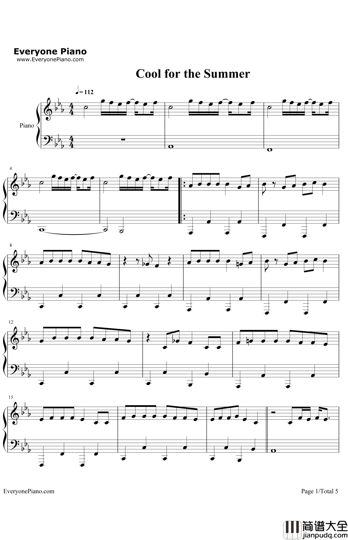 Cool_for_the_Summer钢琴谱_DemiLovato