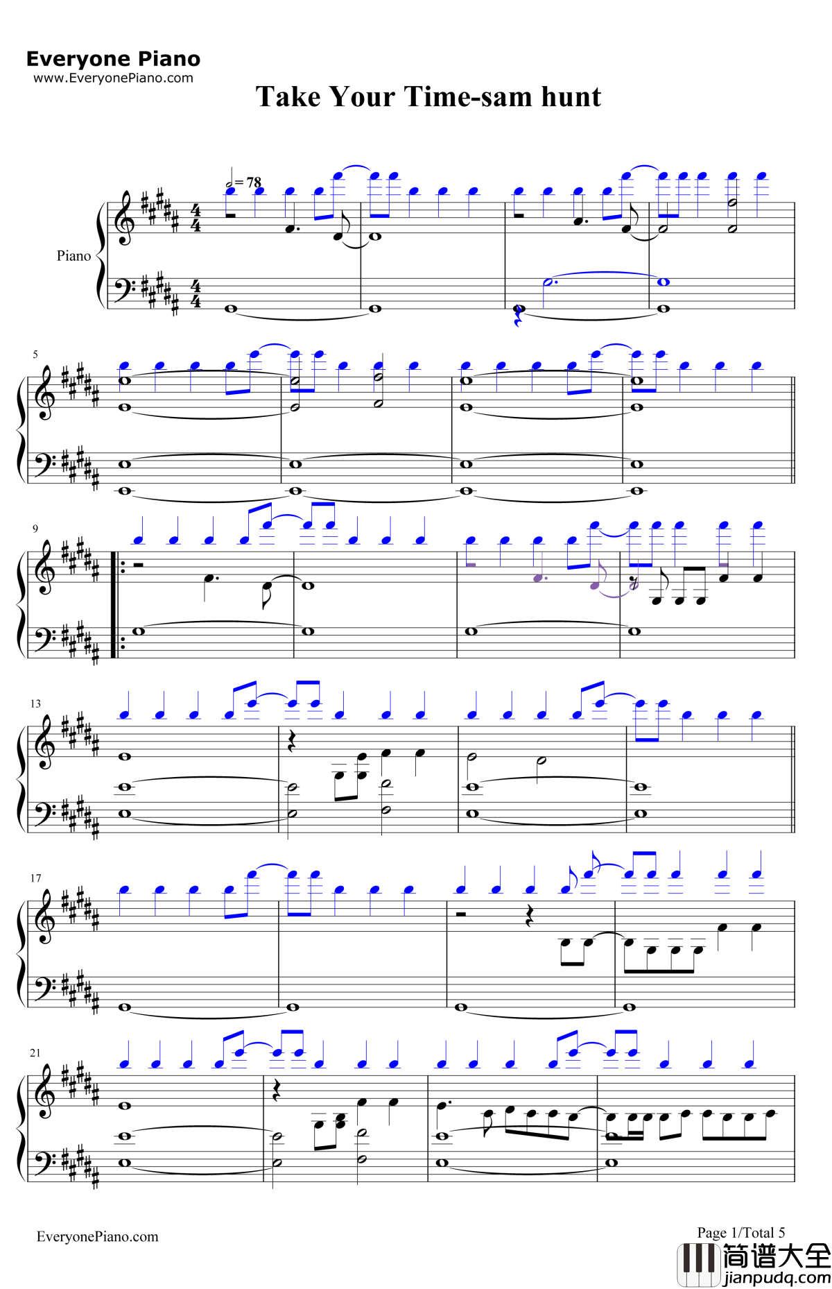 Take_Your_Time钢琴谱_SamHunt