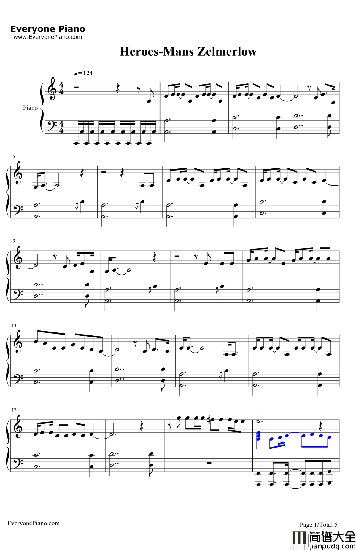 Heroes钢琴谱_MånsZelmerlöw
