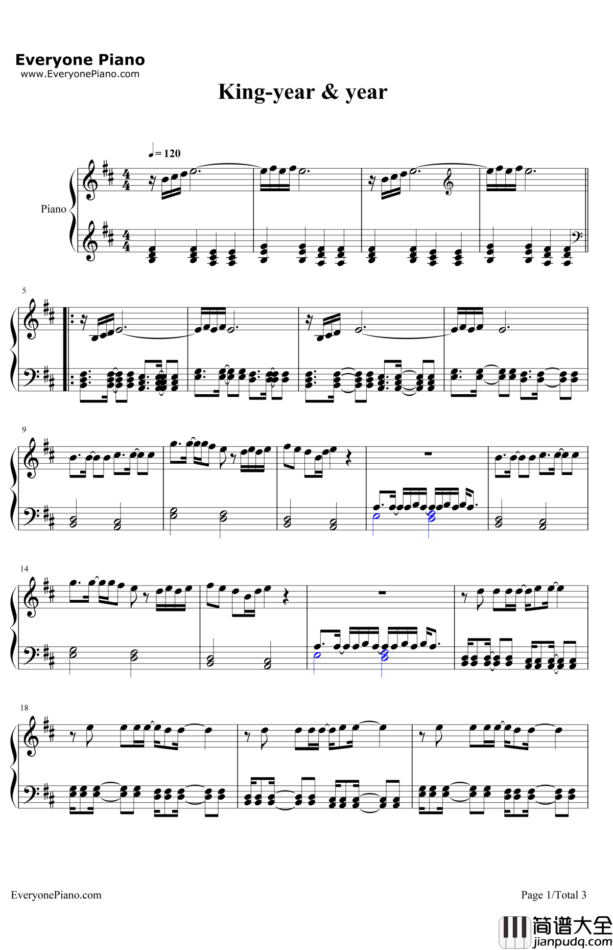 King钢琴谱_Years_&_Years