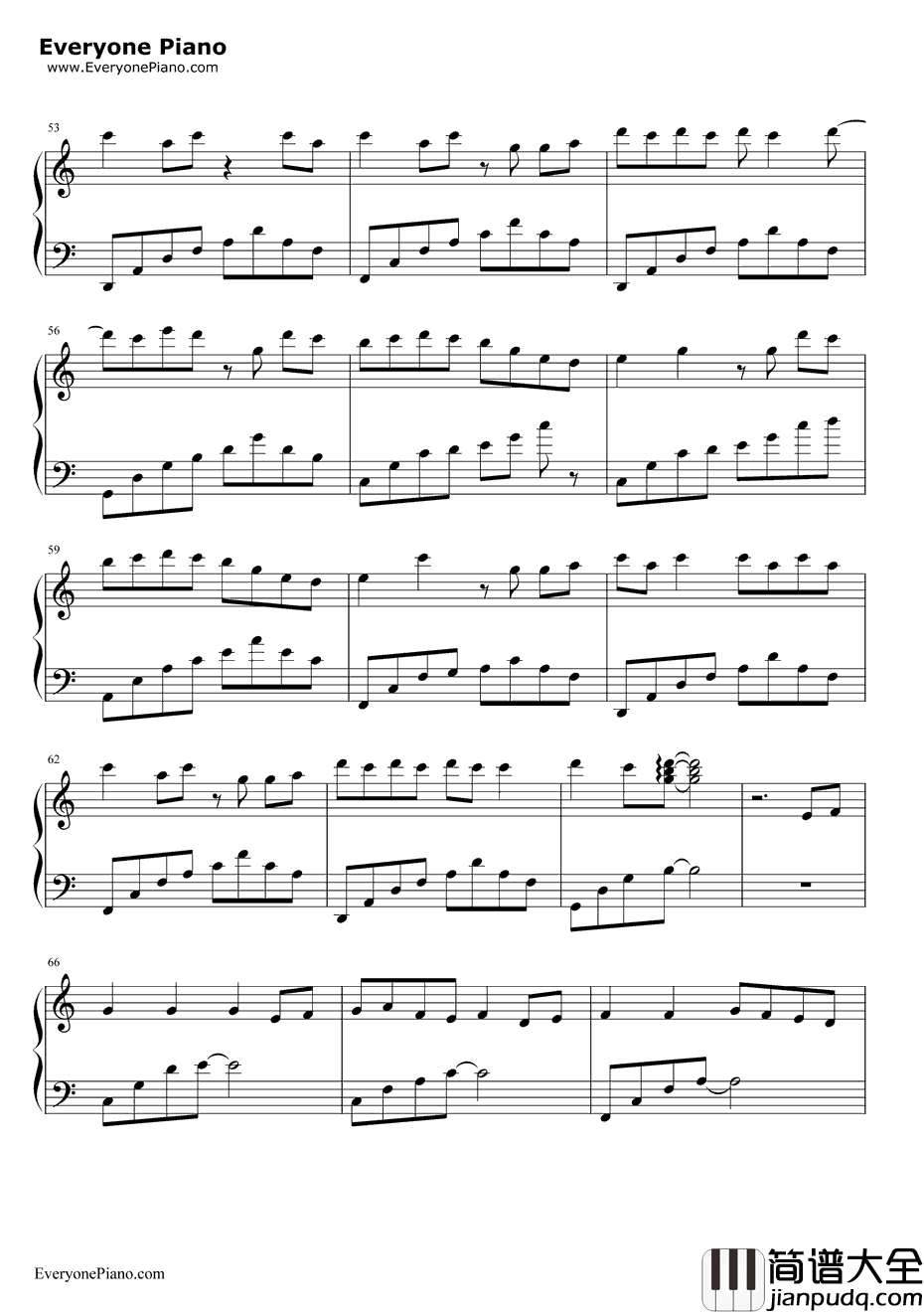 天黑黑钢琴谱_孙燕姿