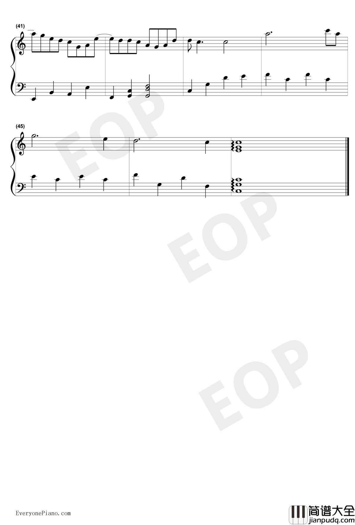 认真的雪钢琴谱_薛之谦_简单版