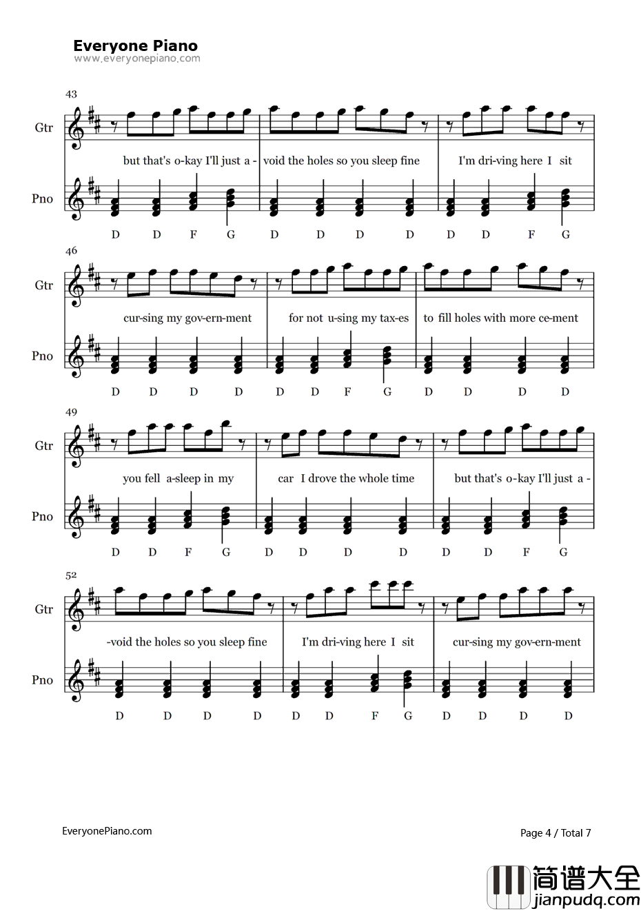 Tear_in_My_Heart钢琴谱_TwentyOnePilots