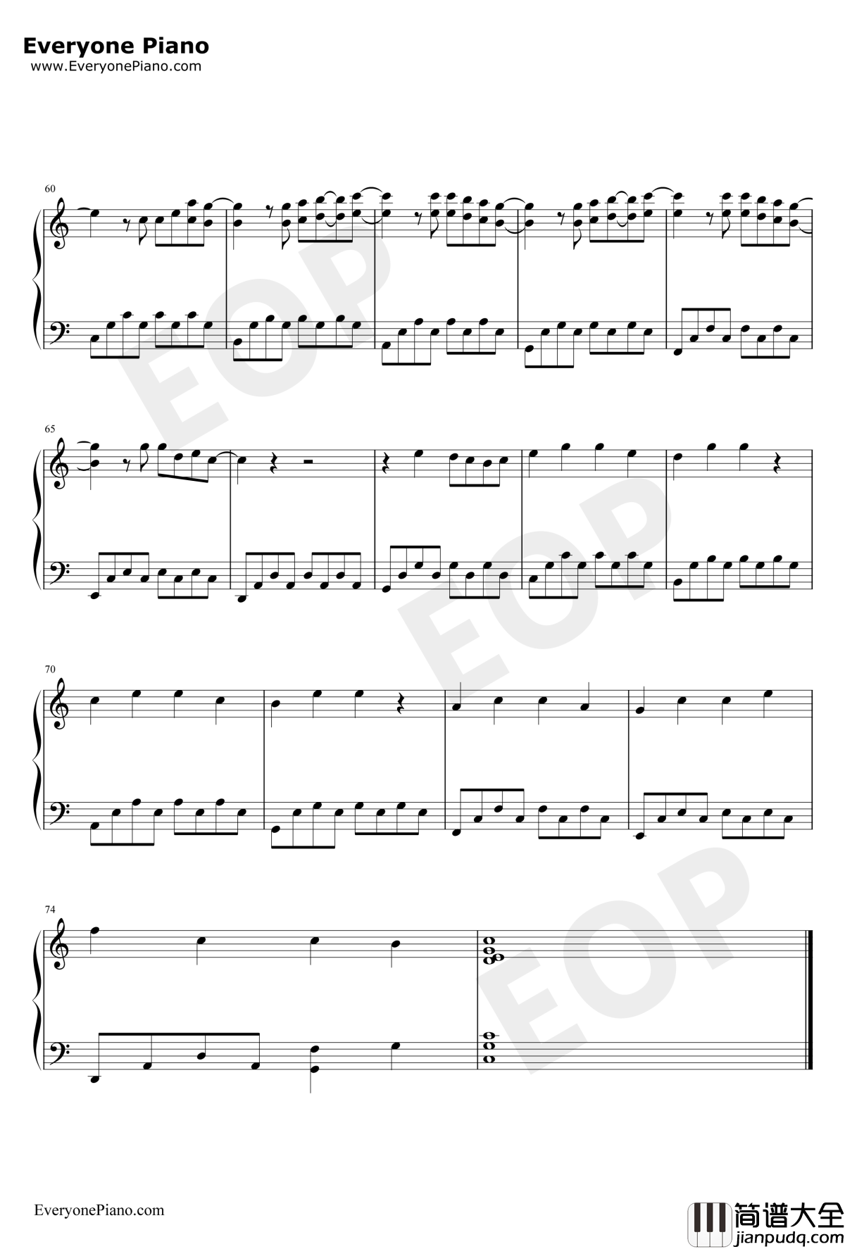 明天你好钢琴谱_牛奶咖啡_C调简单版