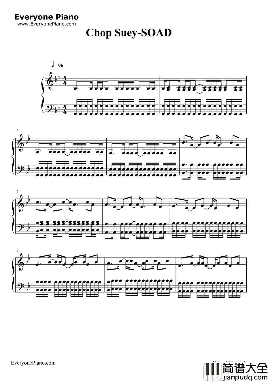 ChopSuey钢琴谱_SystemofaDown