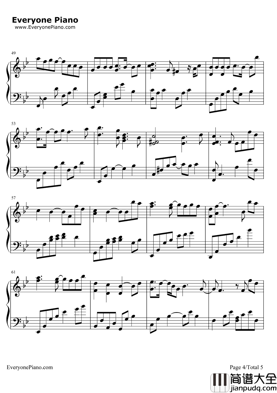 我愿意钢琴谱_王菲_完整版