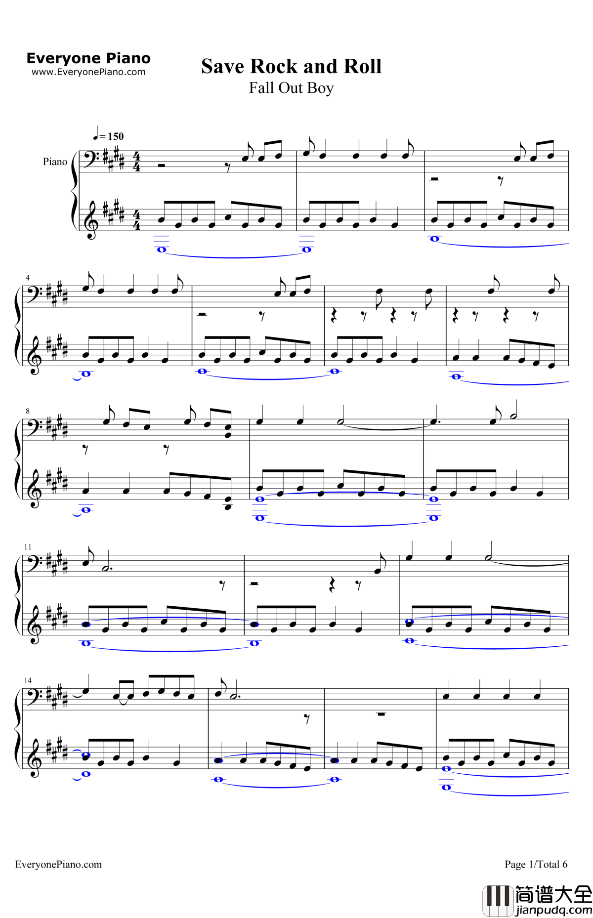 SaveRockandRoll钢琴谱_FallOutBoy