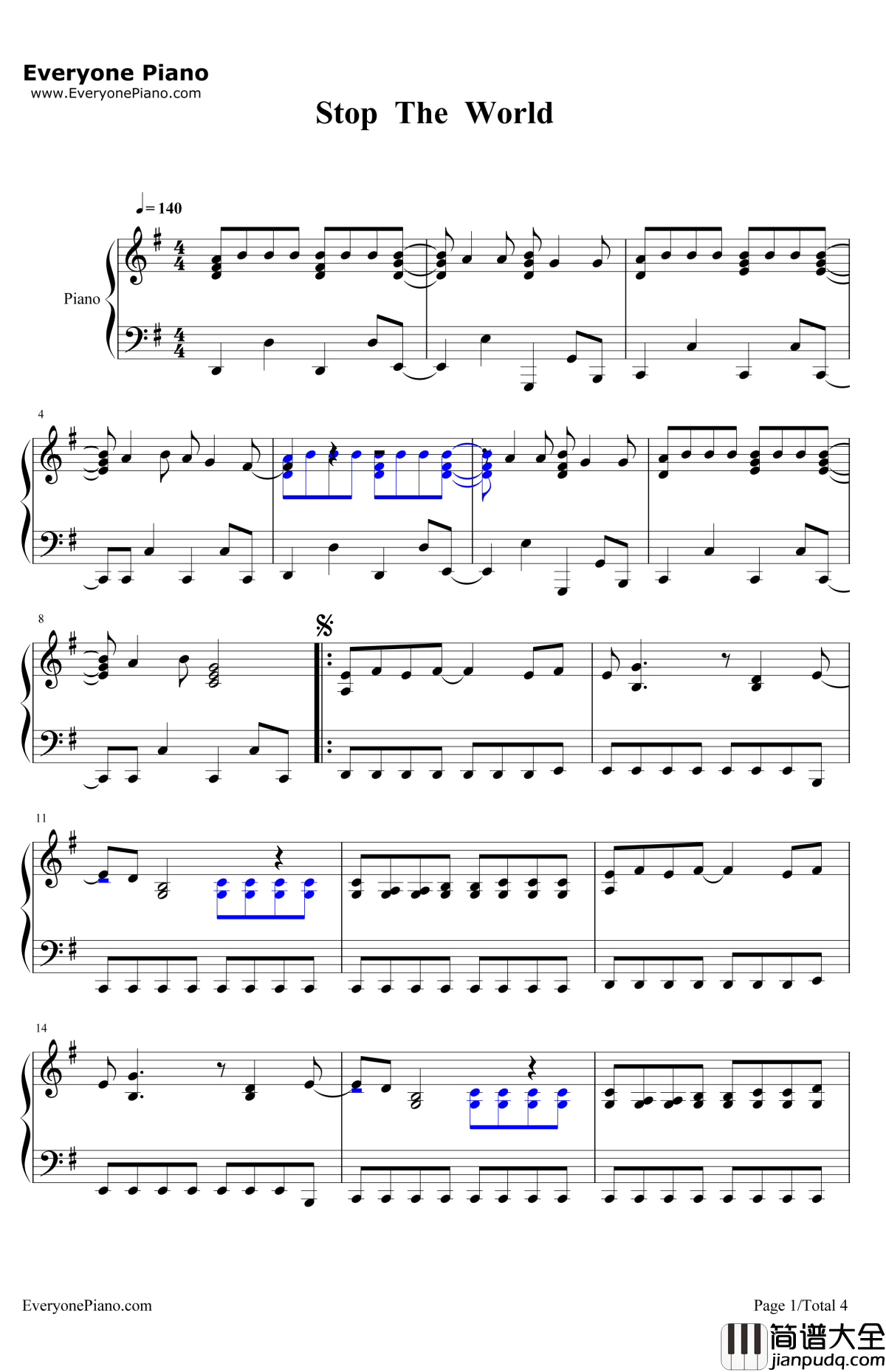 StoptheWorld钢琴谱_DemiLovato