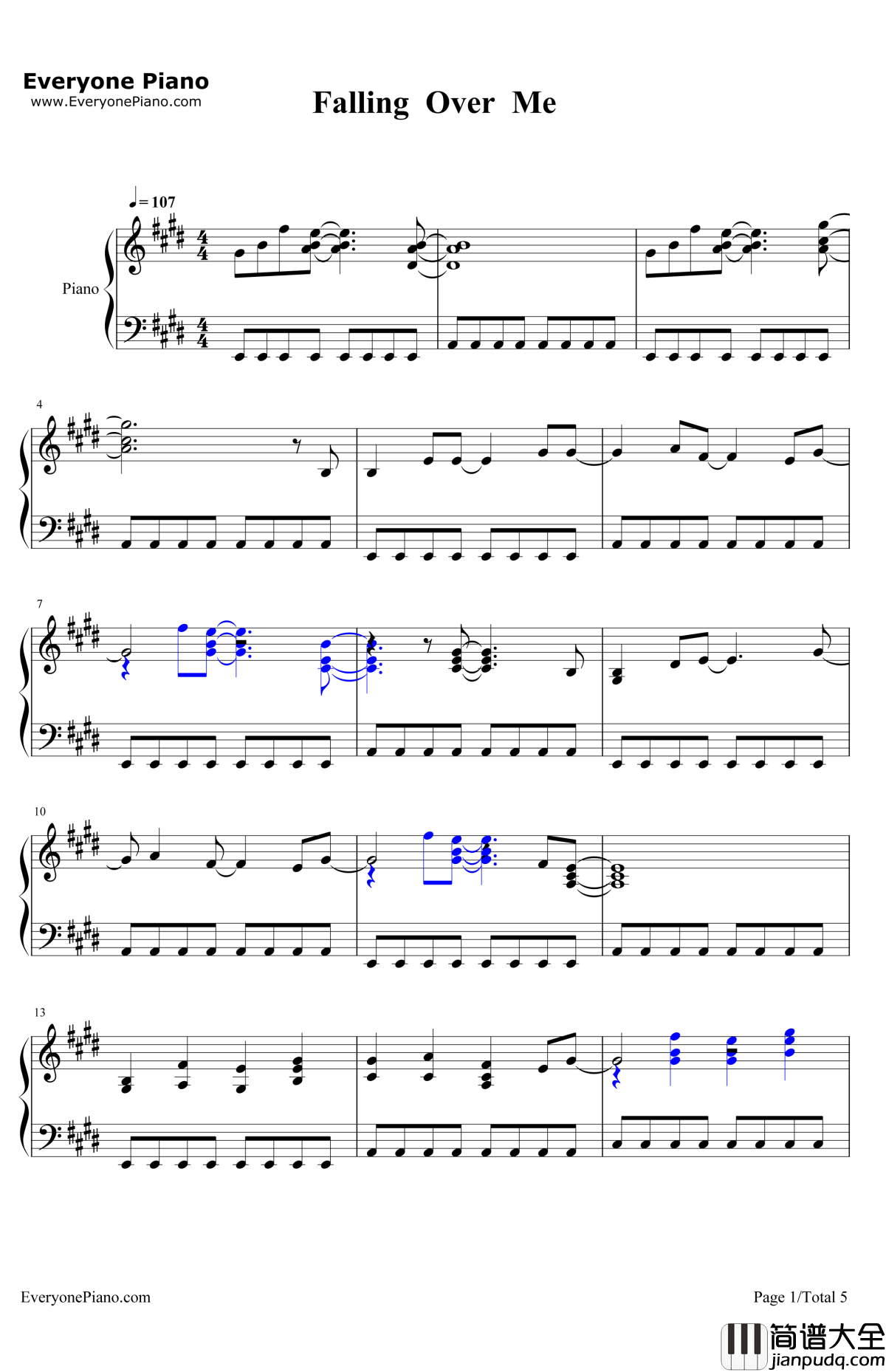FallingOverMe钢琴谱_DemiLovato