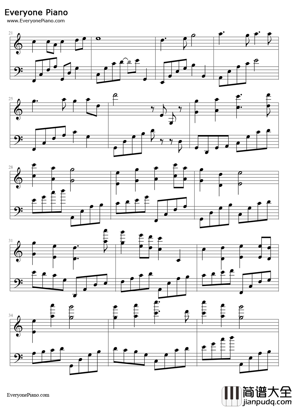 心愿(仙剑5)钢琴谱_陈依婷