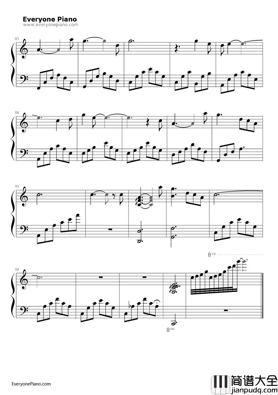 当你老了钢琴谱_莫文蔚