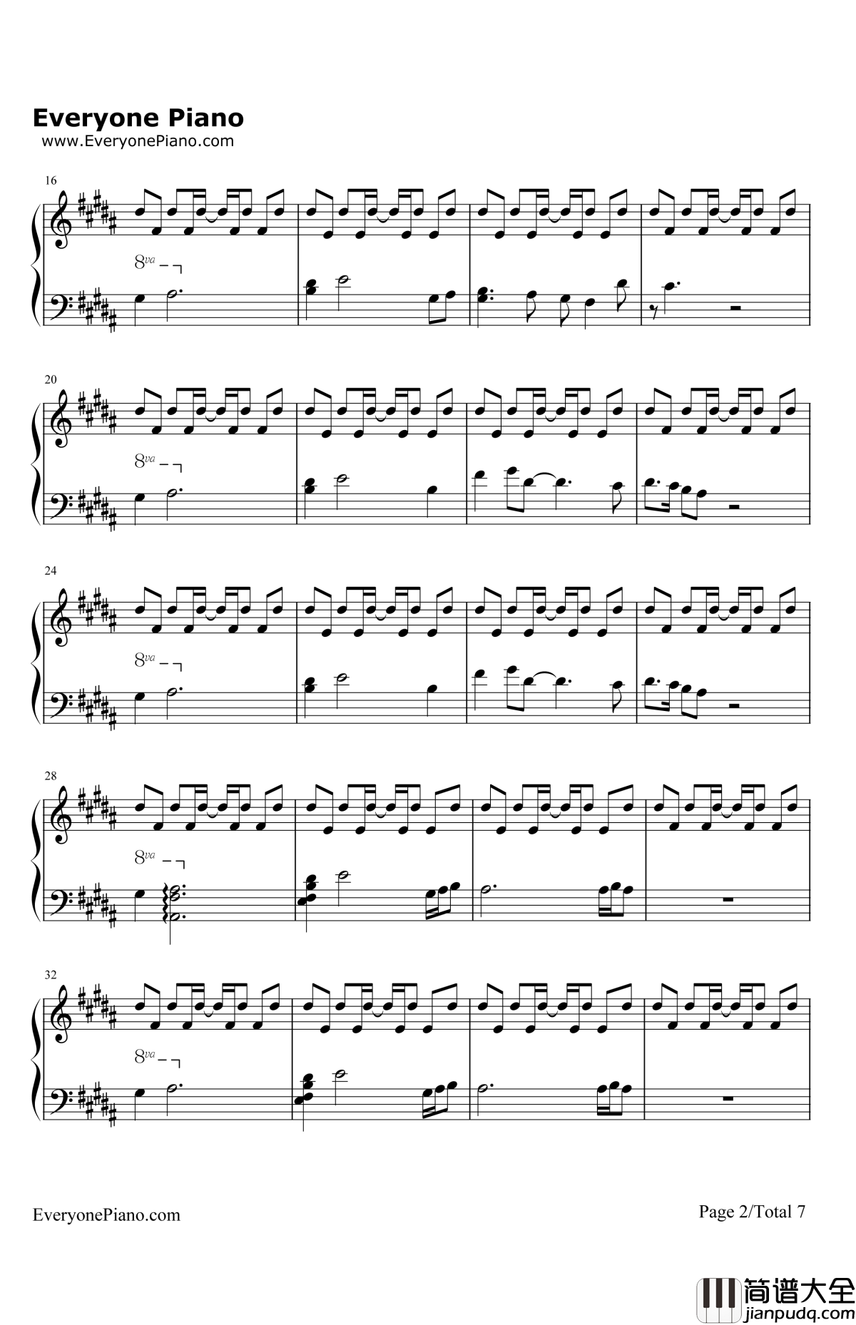 Von钢琴谱_菅野洋子_东京残响OST