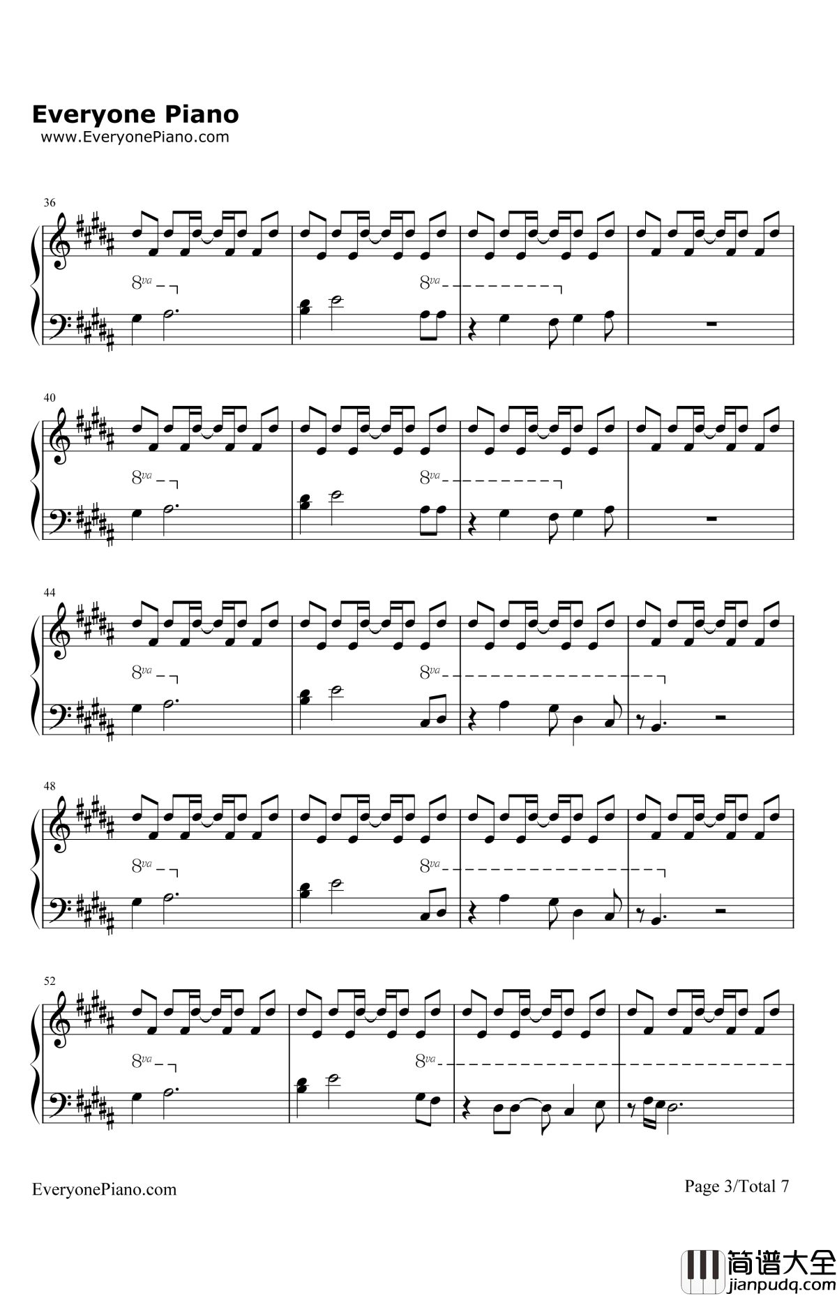 Von钢琴谱_菅野洋子_东京残响OST