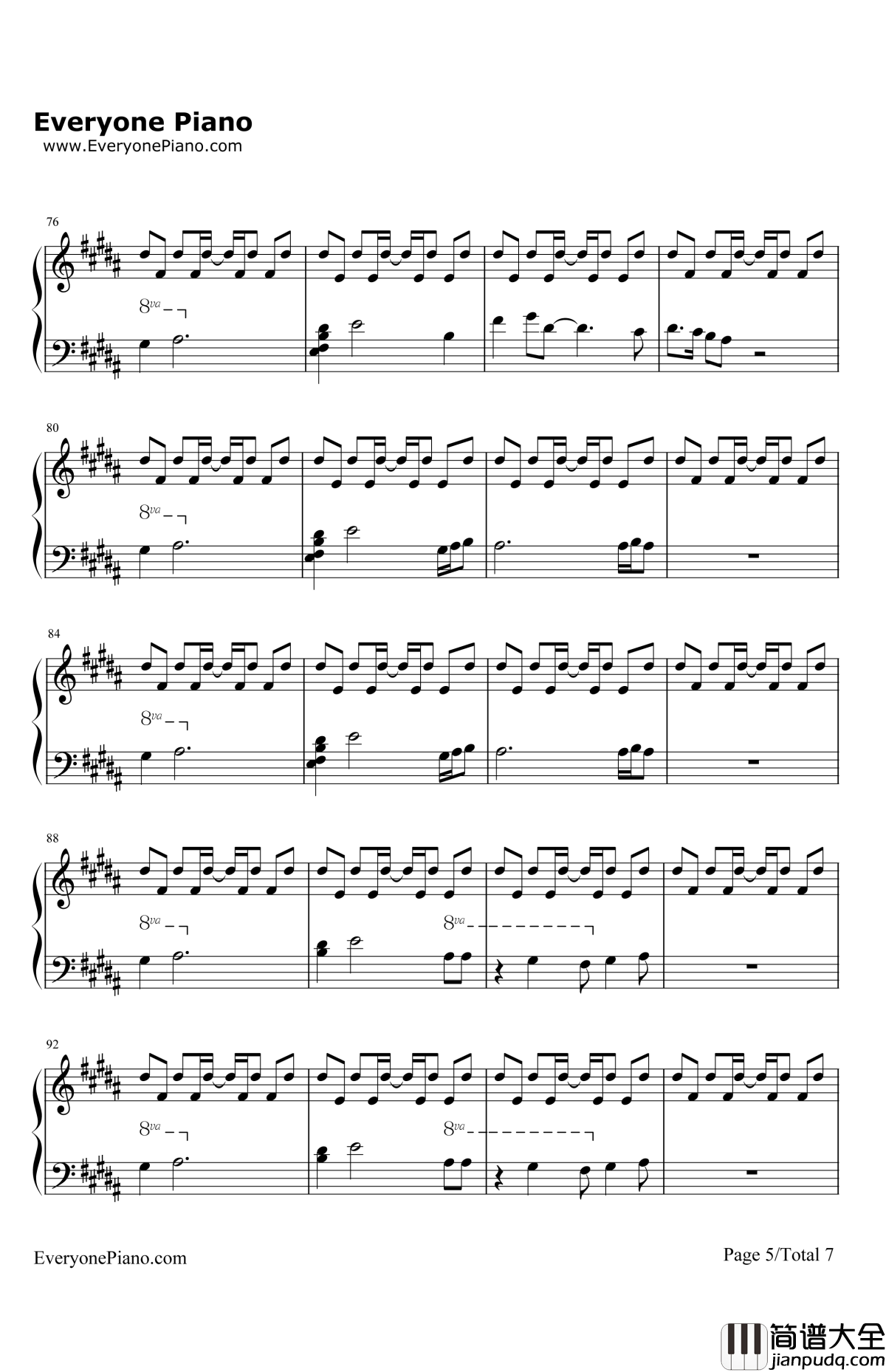 Von钢琴谱_菅野洋子_东京残响OST