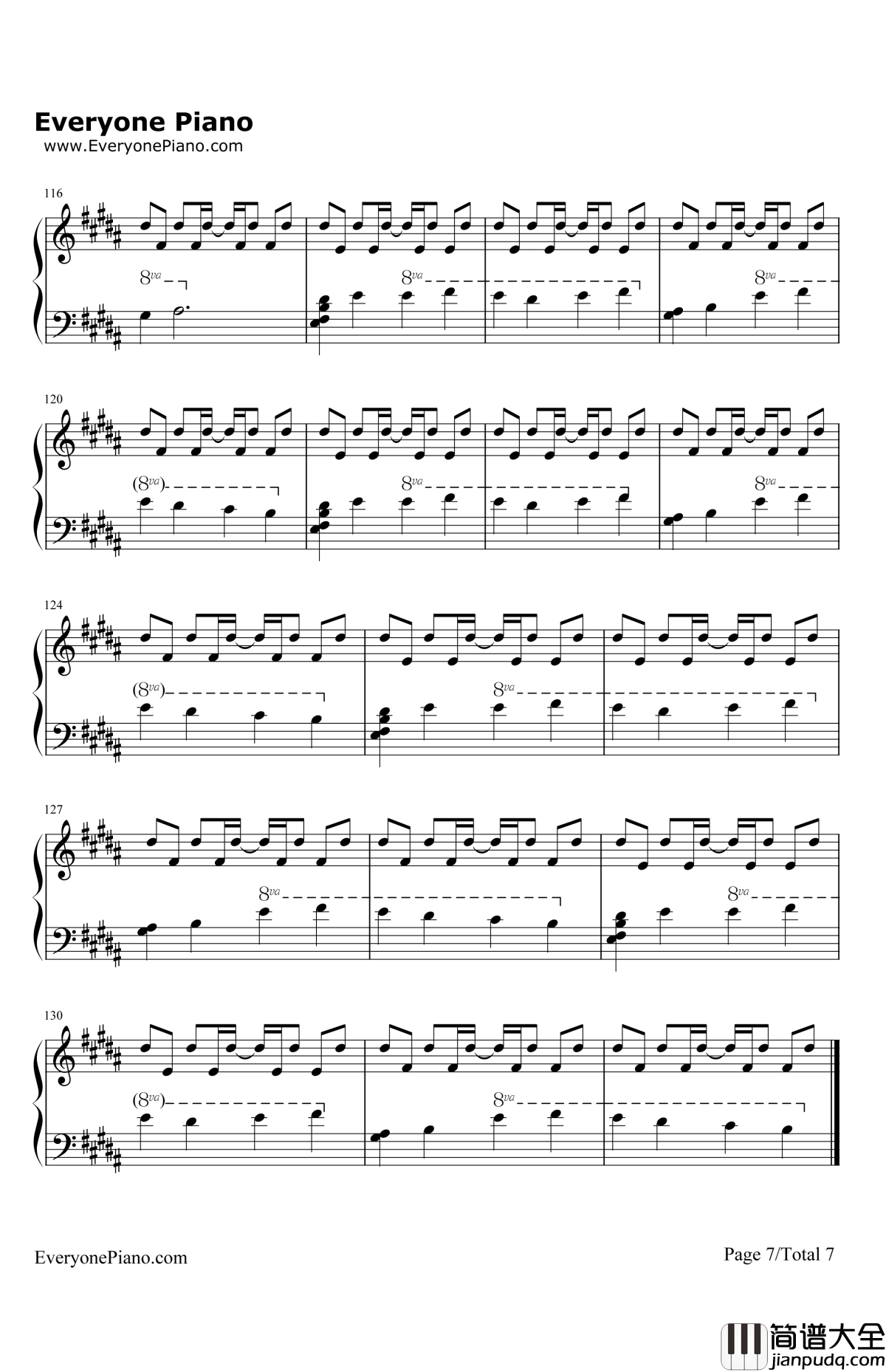 Von钢琴谱_菅野洋子_东京残响OST