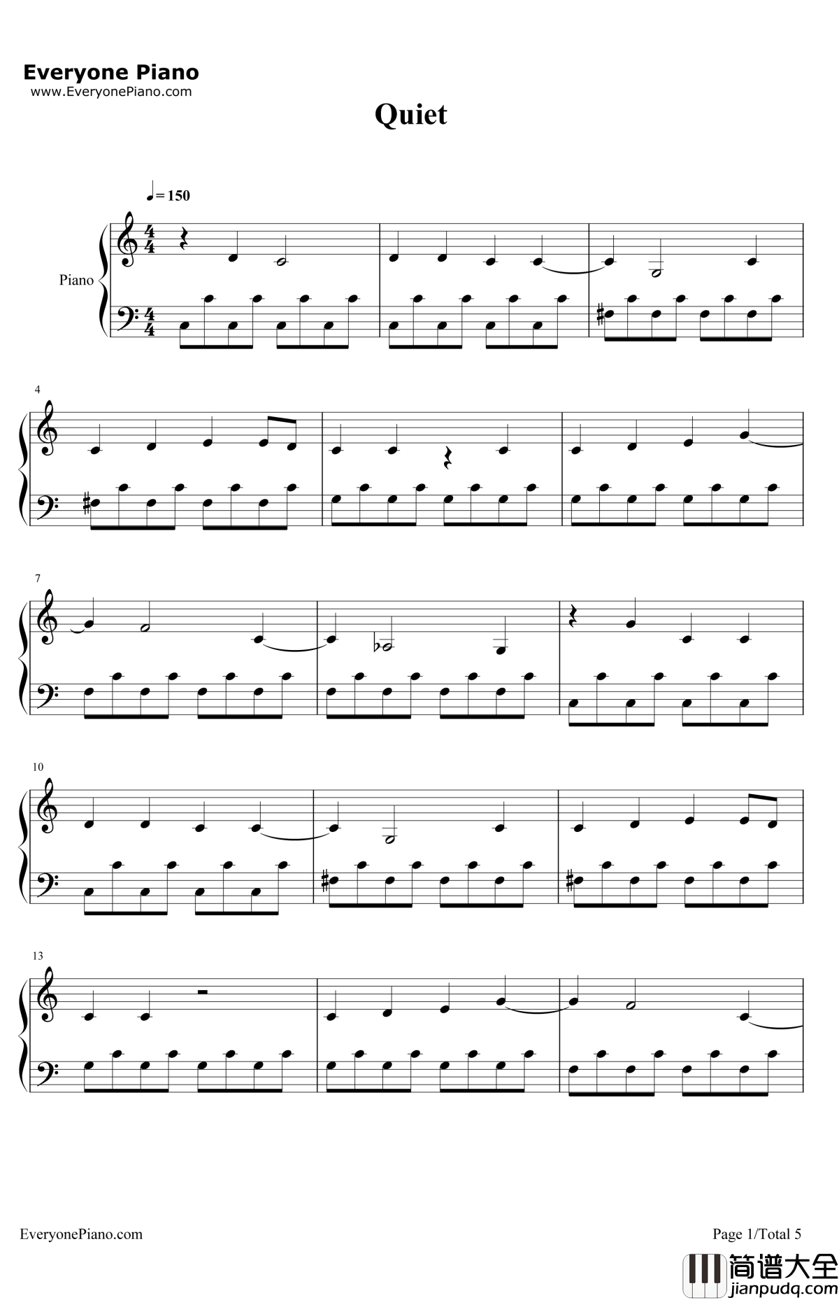 Quiet钢琴谱_DemiLovato