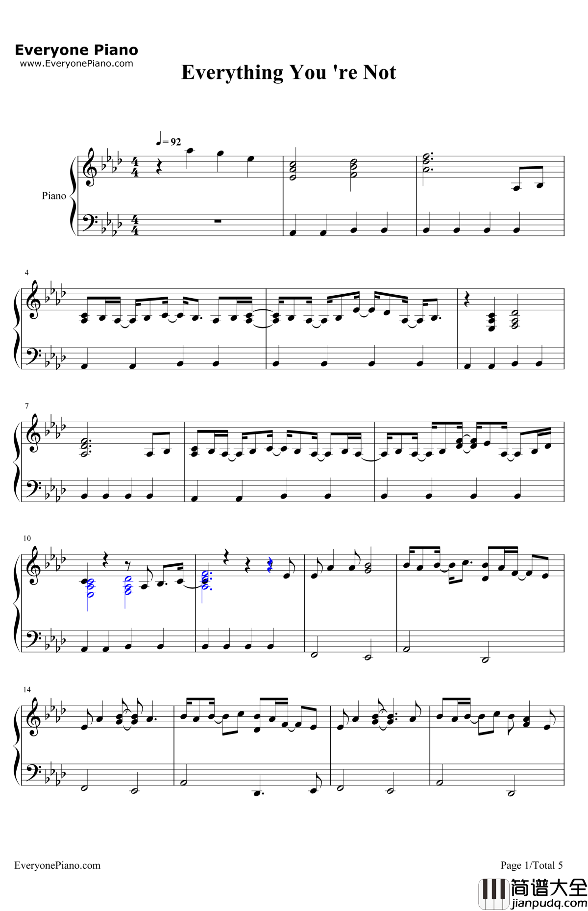 EverythingYou'reNot钢琴谱_DemiLovato