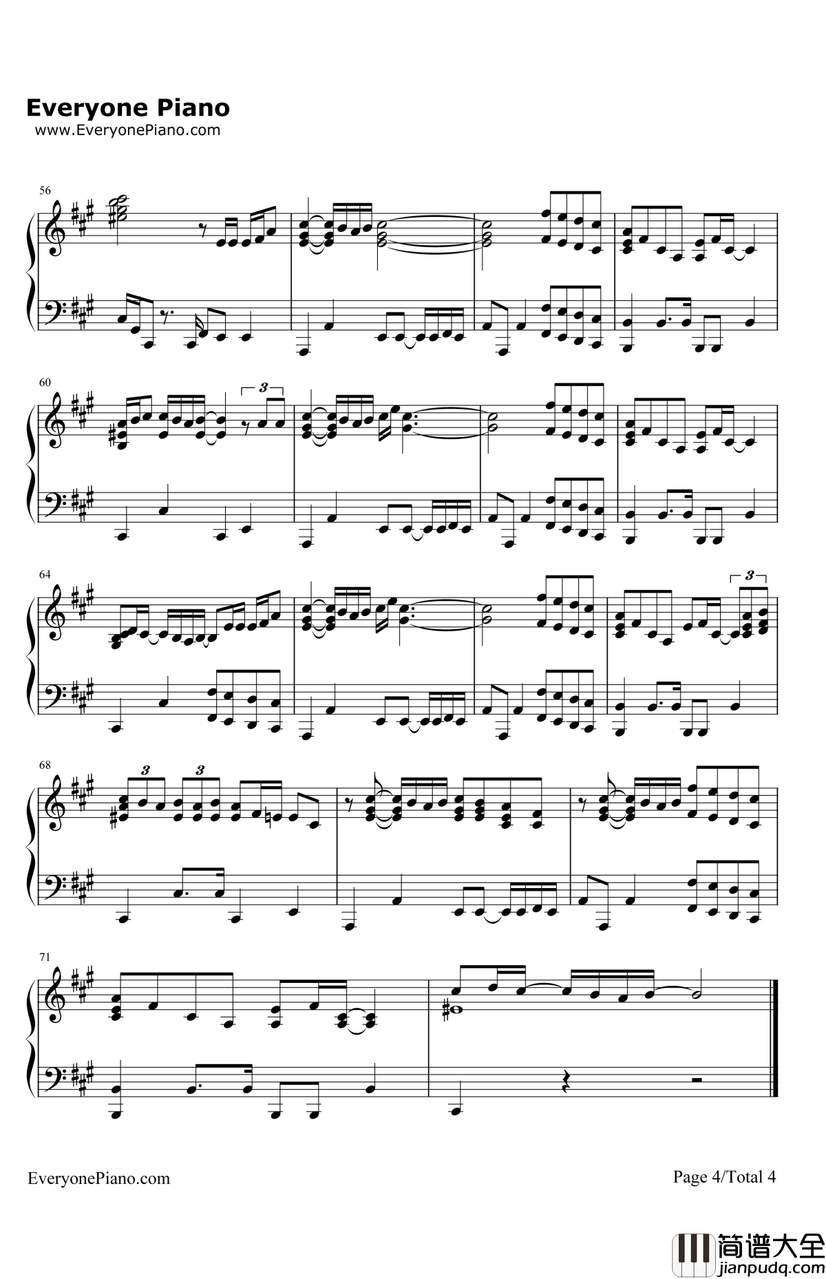 YouDon'tKnowMyName钢琴谱_AliciaKeys