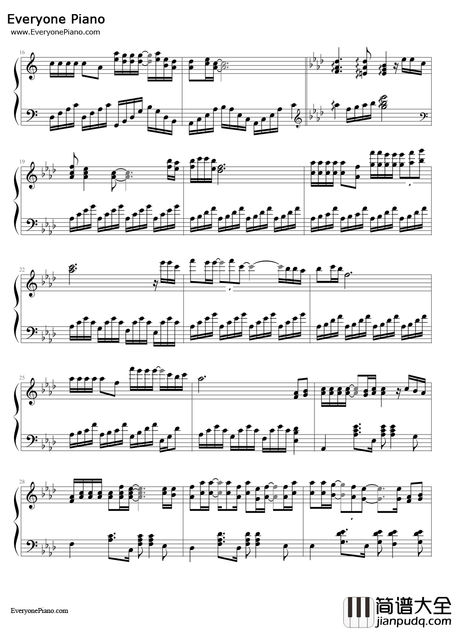 当爱已成往事钢琴谱_林忆莲李宗盛_霸王别姬主题曲