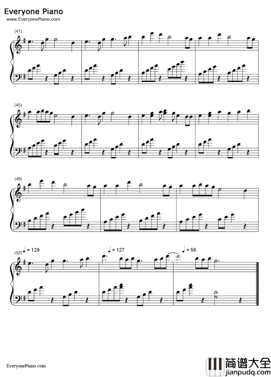 执子之手钢琴谱_乔治·温斯顿